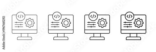 System Settings Icons Vector Set In Different Stroke Line Style