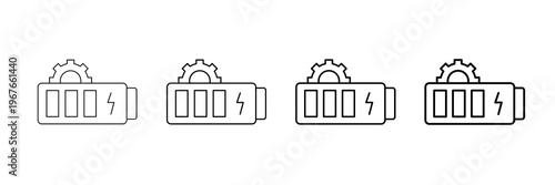 Power Settings Icons Vector Set In Different Stroke Line Style