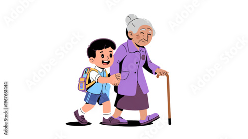 Elderly couple dressed in colorful clothing standing side by side cheerfully Vector