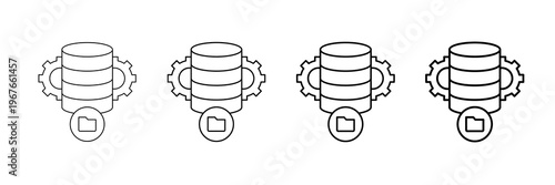 Storage Settings Icons Vector Set In Different Stroke Line Style