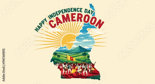 Happy Independence Day Cameroon - National Celebration with Traditional Dancers