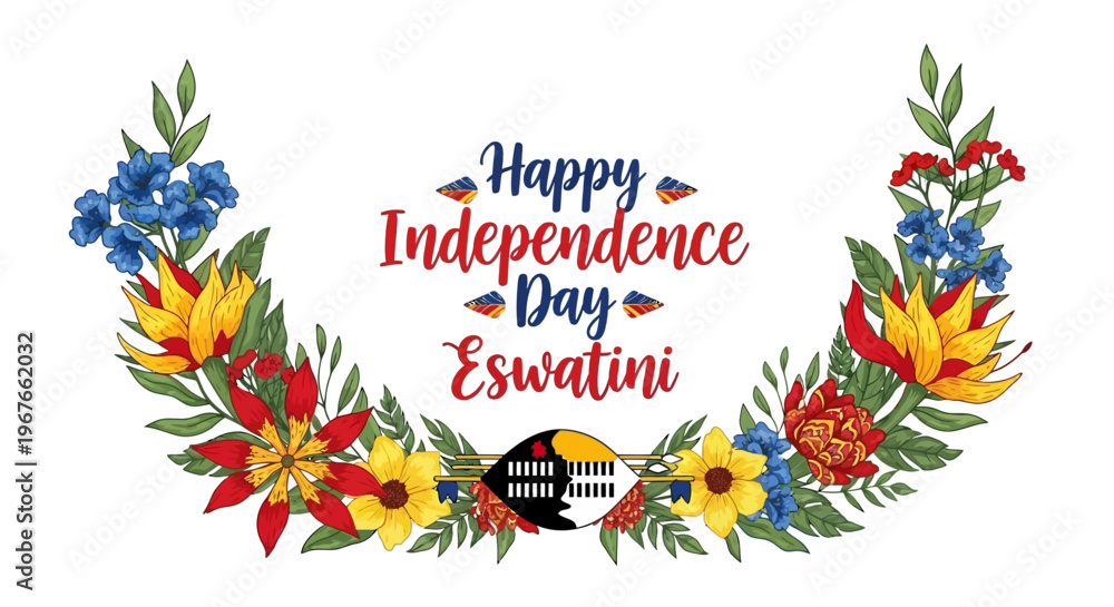 Obraz premium Happy Independence Day Eswatini floral design