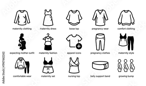 Maternity clothing icons: fashion for expecting mothers