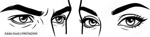 Eye makeup icon set vectors black line beauty symbols