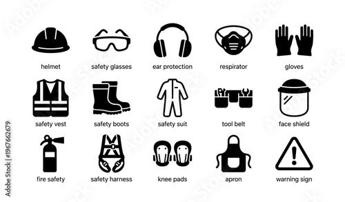 Personal protective equipment icons for workplace safety