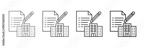 Urban Planning Icons Vector Set In Different Stroke Line Style