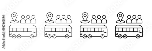 Public Transportation Icons Vector Set In Different Stroke Line Style