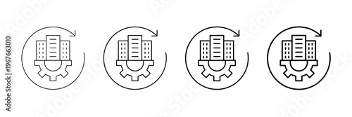 Urban Redevelopment Icons Vector Set In Different Stroke Line Style