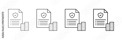 Urban Policy Icons Vector Set In Different Stroke Line Style