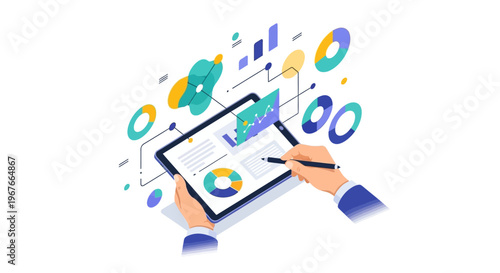 Hands holding a digital tablet.