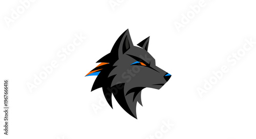 Wolf Head Illustration with Glowing Eyes.