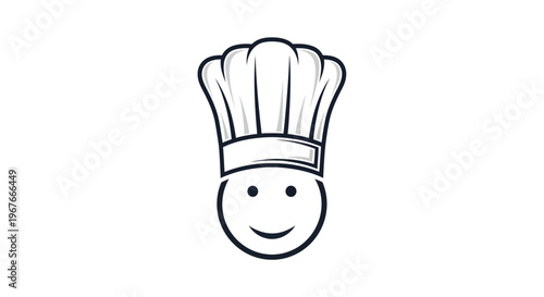 Smiling chef hat cartoon character face.