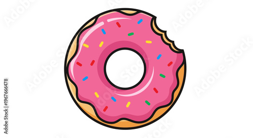Colorful Donut with Pink Frosting.