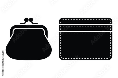 Coin purse and card holder wallet icons