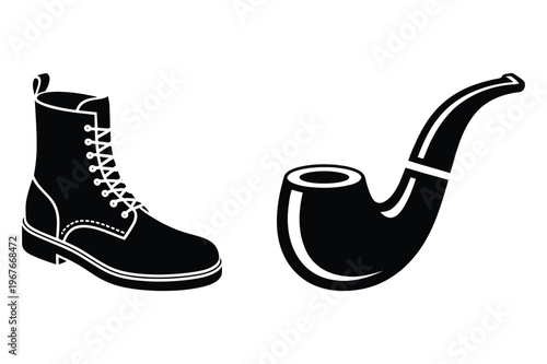 Combat boot and classic smoking pipe silhouettes