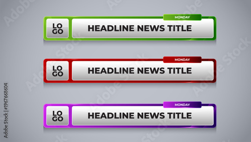 set overlay headline bar with variation color for broadcast media template