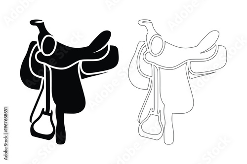 Western horse saddle silhouette vector illustration