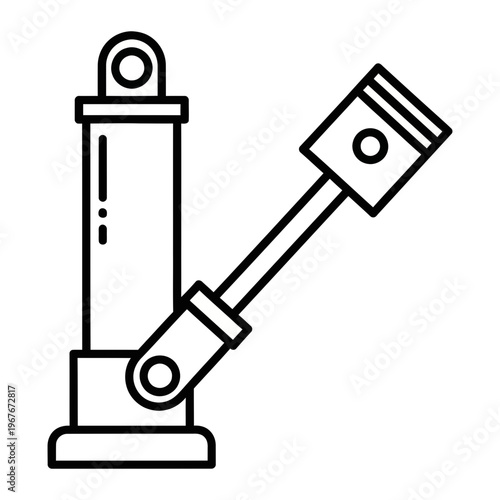 Mechanical hydraulic piston actuator industrial line icon design