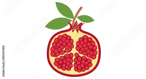 Pomegranate Fruit Cut Open Showing Seeds.