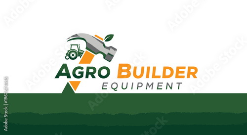 Tractor Plowing Agricultural Equipment Logo.