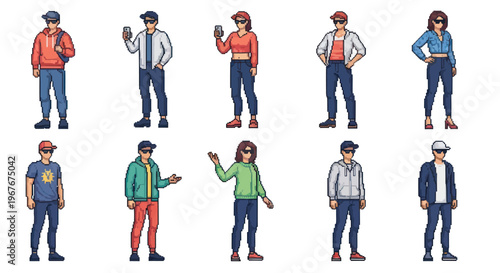 Retro Pixel Art Characters: Diverse Youth, People  Technology Avatars Collection