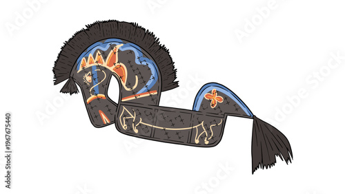 Jaranan or Kuda Lumping woven horse property illustration