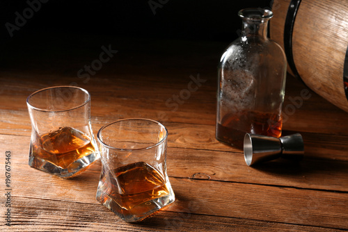 Glasses and bottle of cold ...