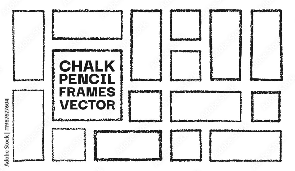 Φωτογραφία Chalk pencil frame set grunge hand drawn rectangles squares shapes