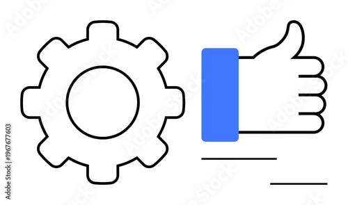 Optimization concept. Symbols of a gear and thumbs-up conveying optimization in processes. Optimization improving efficiency and productivity. For business, technology, systems, efficiency