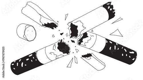 Broken Cigarettes and Littered Trash on the Ground in a Discarded Scene.