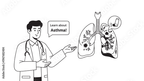 Medical Illustration Showing Human Lungs and Respiratory System for Educational Purposes.