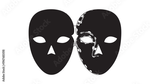 Black and White Artistic Masks with Abstract Design Elements.