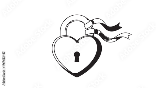 Heart-shaped lock with ribbons symbolizing love and security.