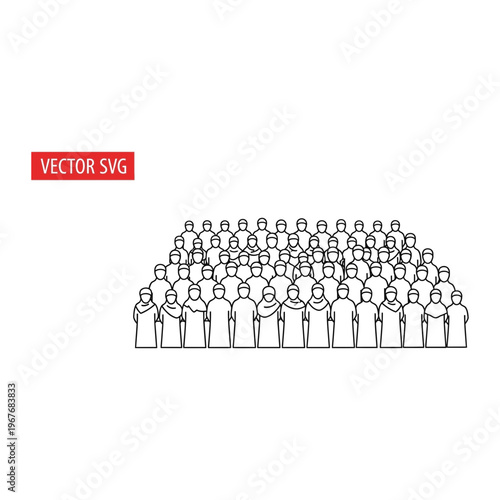 Large audience sitting in rows outline vector