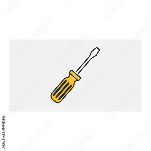 Yellow handle flathead screwdriver tool icon vector art