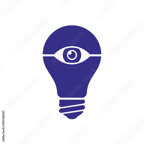 Blue light bulb with eye inside.