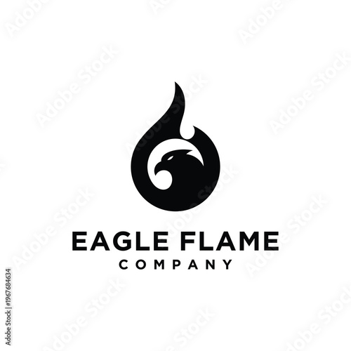 Fire Flame and Eagle Hawk Phoenix logo design