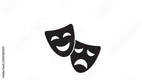 Two Comedy Masks Representing Theater and Performance Arts.