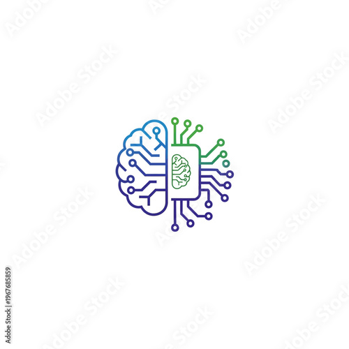 Brain with microchip circuit board.
