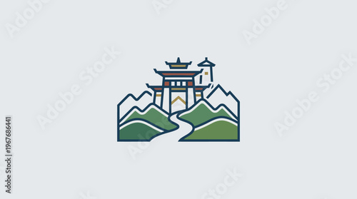 Minimalist Bhutan Landmark Icon Design