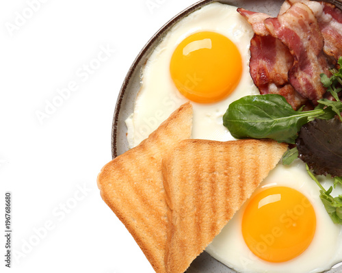 Plate with tasty fried eggs...