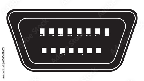 Close-up of a black and white HDMI connector with detailed pins and housing.