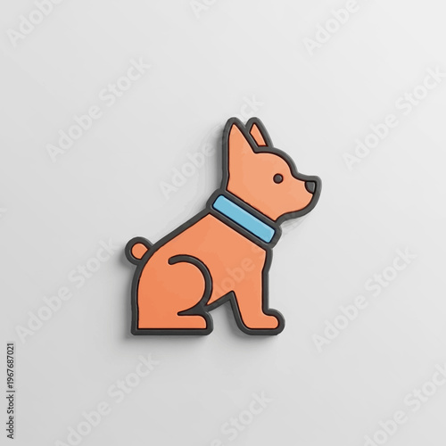 Cartoon dog with blue collar sitting.