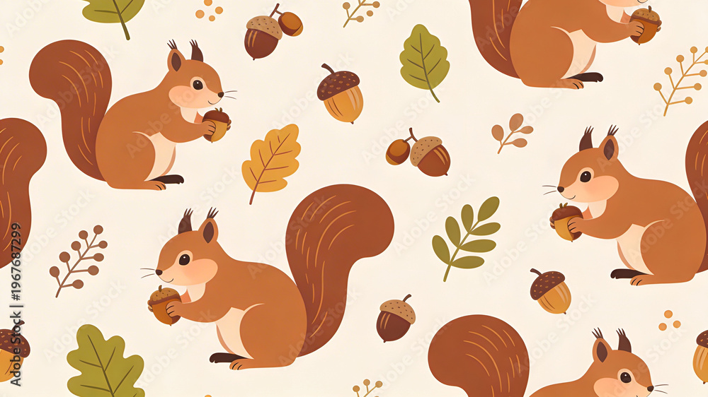 squirrel seamless pattern