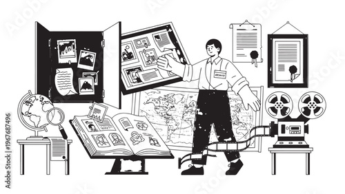 Creative workspace with digital devices, books, and art supplies for innovative projects and artistic expression.