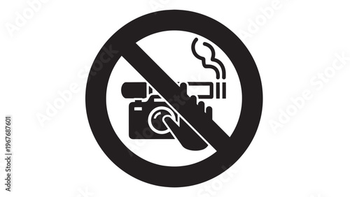 No Smoking Sign with Cigarette and Smoke Icon in a Circular Prohibition Symbol.