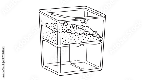 Clear glass container filled with water and bubbles, illustrating a scientific experiment or water properties.