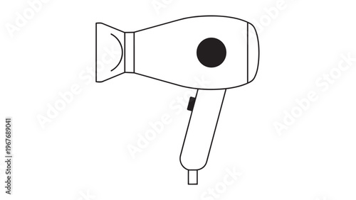 Simple Illustration of a Hair Dryer with a Power Cord and Nozzle.
