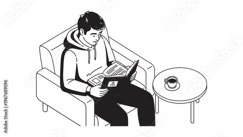 Woman Sitting on Couch Using Laptop with Coffee on Side Table.