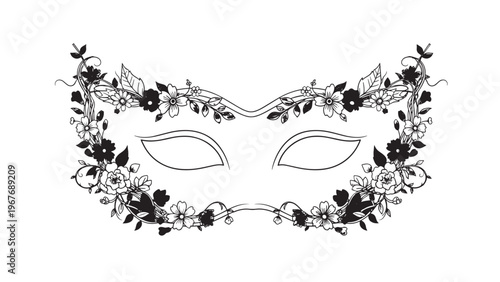 Elegant Venetian Mask with Floral and Decorative Details for Carnival Celebrations.